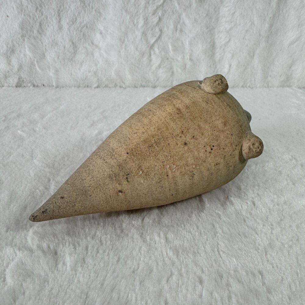Vintage Handcrafted Ceramic Amphora Style Vase Handle Tripod Base Beige & Gray - Picture 4 of 9
